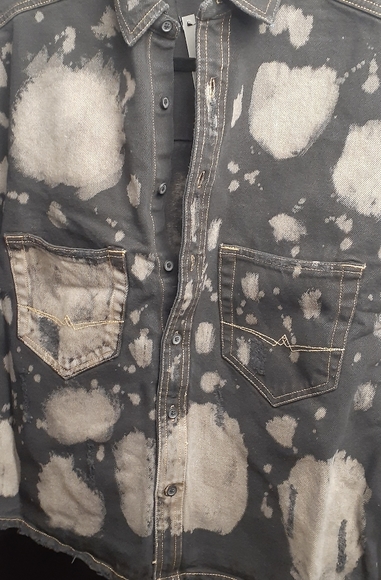 ASOS DESIGN Denim overshirt with splatter wash. - Picture 2 of 5